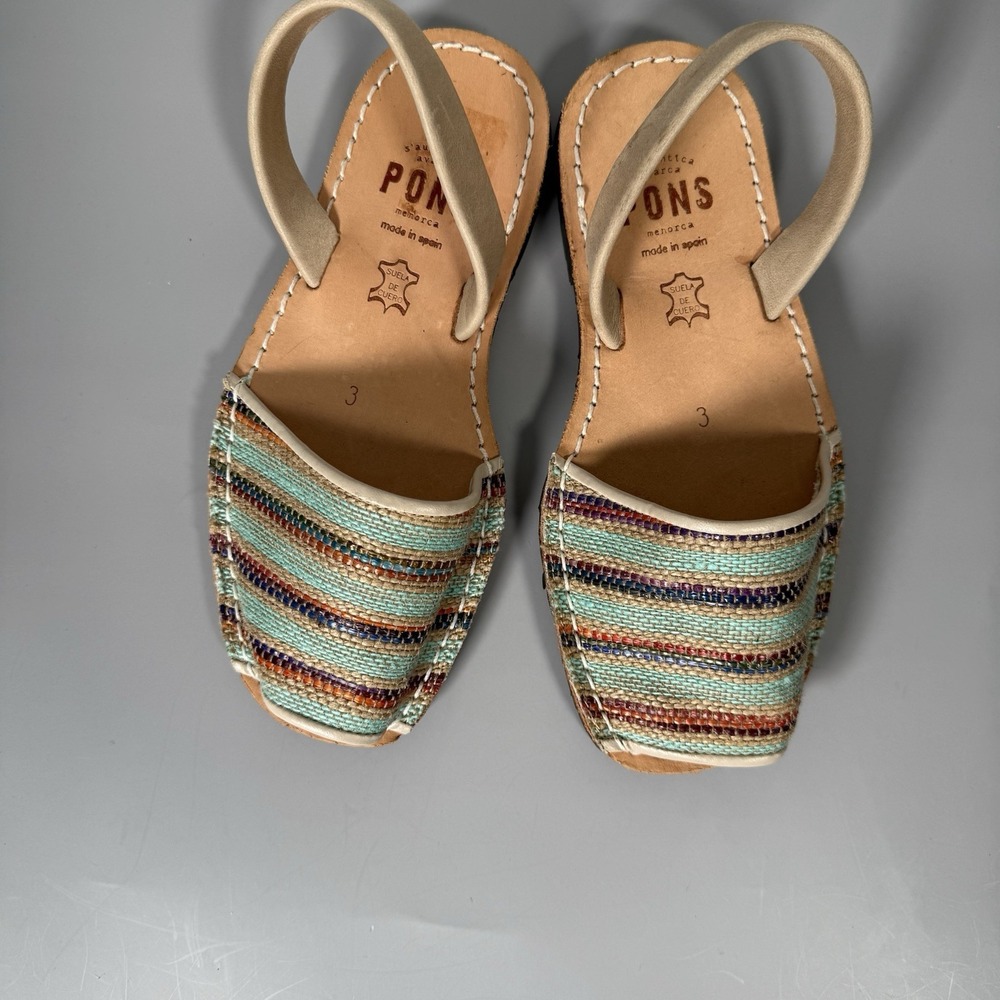 Pons Women's Avarca Leather Colorful Sandals Ankle Strap Size 34 US 3 - Picture 2 of 13